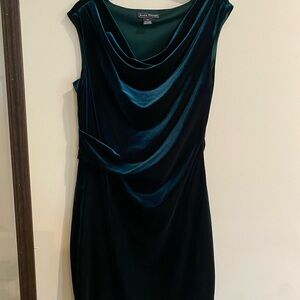 Jessica Howard Teal Velvet Cowl Neck Midi Dress